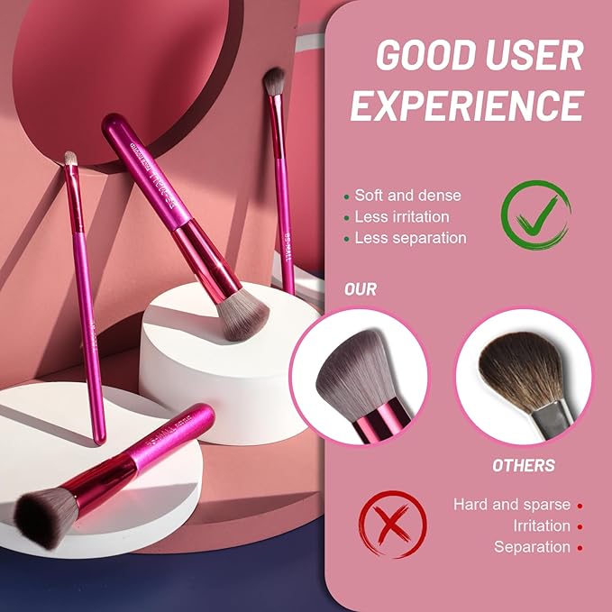 BS-MALL Makeup Brushes 14 pcs Makeup Tools Kit Premium Synthetic Powder Foundation Contour Concealers Lip Brushes with Makeup Sponge & Eyeshadow Applicator Kit