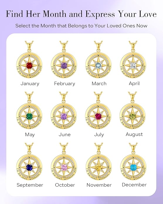 S925 Necklace Gift for Wife |Compass Jewelry |Women Anniversary |Sterling Silver |Girlfriend Birthday Gifts for Her Valentines |I'd be Lost without You |Jewel 18K Gold