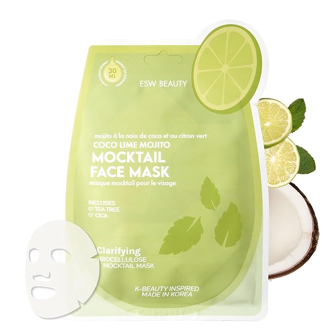 ESW Beauty Coco Lime Mojito Clarifying Face Mask - Hydrating, Revitalizing, Vegan Face Mask with Coconut Water, Lime & Tea Tree for Radiant Skin