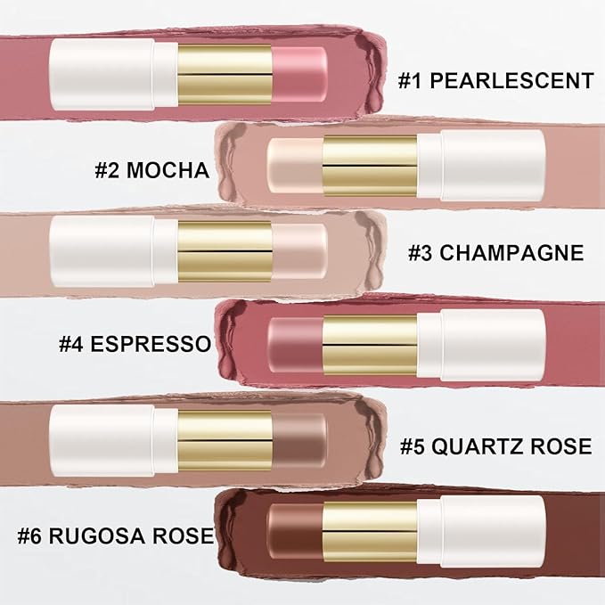 6 Colors Cream Contour Stick Makeup Kit, Shades with Blush, Highlighter and Bronzer,Double Ended Contour Stick for Cheeks, Waterproof and Long Lasting, Matte and Dewy Finish (Set B)