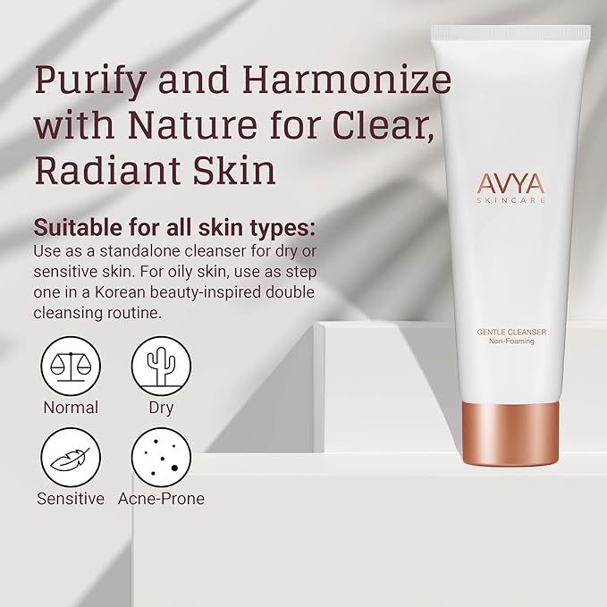 Avya Skincare Gentle Face Cleanser | Hyaluronic & Salicylic Acid | Gentle Exfoliation to Cleanse & Purify Skin | 30ml (1oz)