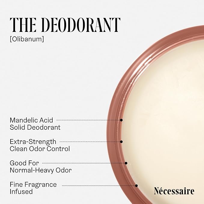 Nécessaire The Deodorant Olibanum | Natural Aluminum Free Deodorant For Women & Men. Extra Strength Treatment with Mandelic Acid. Free of Baking Soda, Ozokerite & Parabens (2x 75 g/2.5 oz)