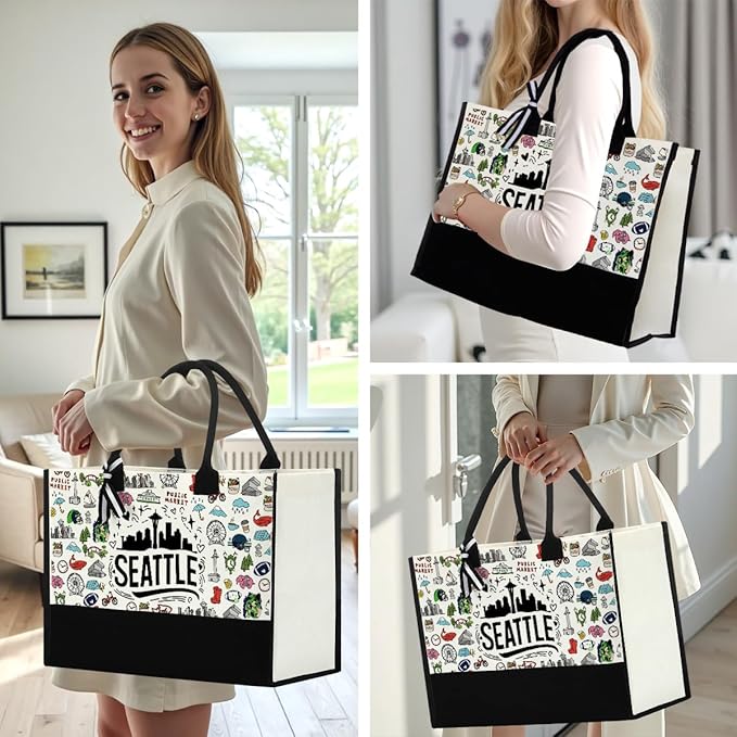Seattle Italy Chicago New York Las Vegas Paris Gifts for Women Canvas Tote Bag Mother's Day Gifts for Women