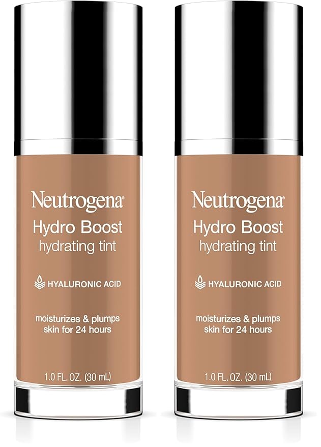 Neutrogena Hydro Boost Hydrating Tint with Hyaluronic Acid, Lightweight Water Gel Formula, Moisturizing, Oil-Free & Non-Comedogenic Liquid Foundation Makeup, 115 Cocoa Color 1.0 fl. oz (Pack of 2)