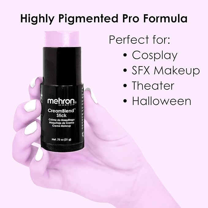 Mehron Makeup CreamBlend Stick | Face Paint, Body Paint, & Foundation Cream Makeup | Perfect for Halloween .75 oz (21 g) (Pastel Purple)