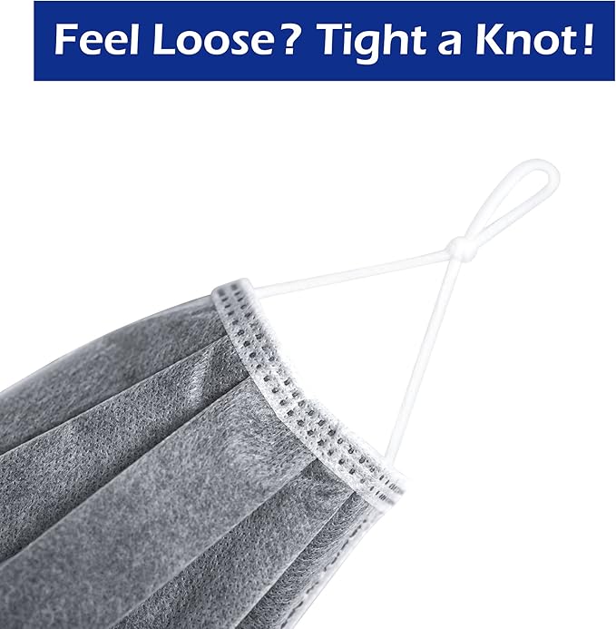 4-PLY BlueEagle Individually Wrapped Disposable Adult Face Masks | Fit for Large Face | with Activated Carbon Filter | Black Color - 50 Pcs (Charcoal Black)