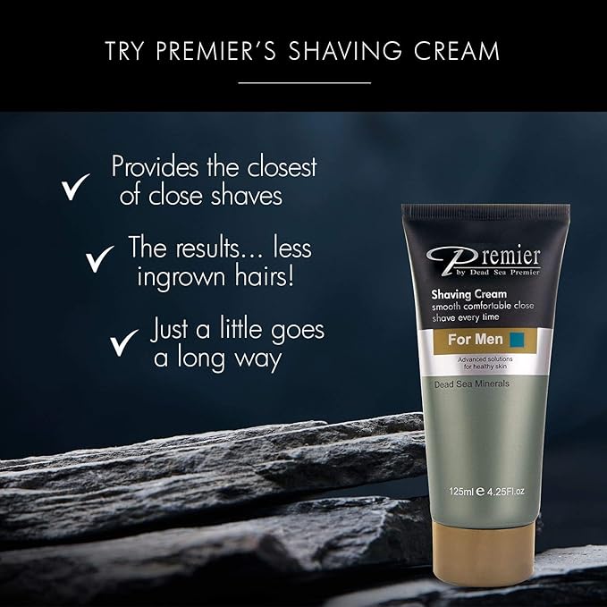 Premier Dead Sea Men's Skincare Gift Set, 3-Pack: Nourishing Cream, Shaving Cream, Facial Cleanser for Men, Sensitive Skin, Anti-Wrinkle, Daily Use