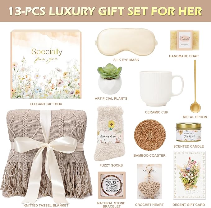 Get Well Gifts for Women Self Care Gifts, Sympathy Gift Baskets Spa Gifts Set, Thinking of You Inspirational Christmas Birthday Gifts for Mom Her Friend Sister Wife Girlfriend
