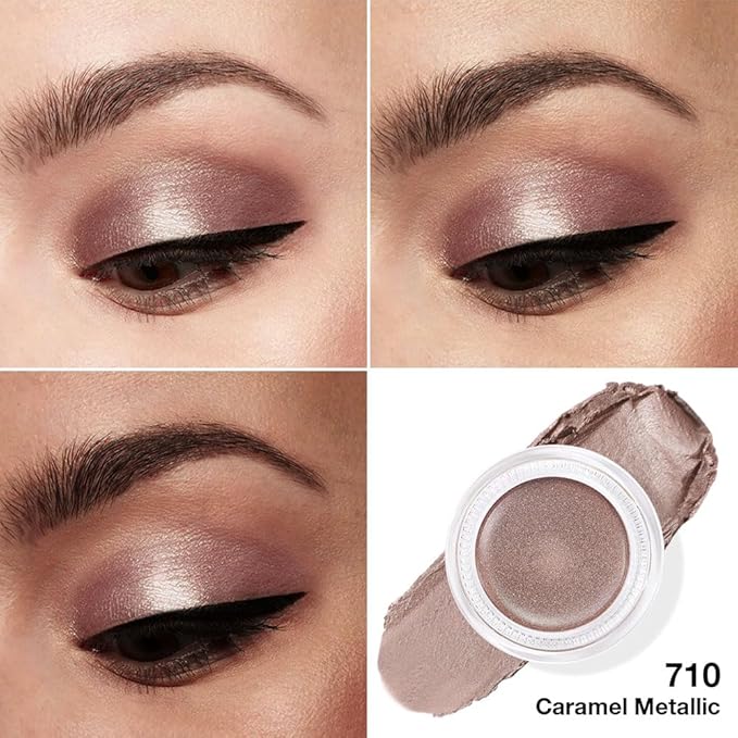 evpct Single Cream Eye Shadow Palette Pot Makeup for Older Women, Caramel Shimmer Glitter Metallic Monochrome Cream to Powder Eyeshadow Palette Eye Brightener, Waterproof Blendable, 710