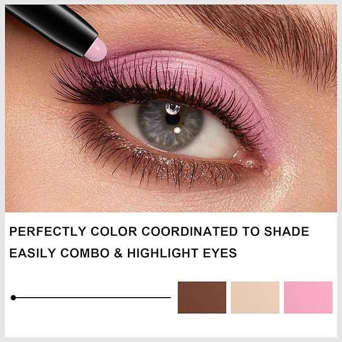 3PCS Eyeshadow Stick, Shimmer and Matte Cream Eye Shadow Brightener Sticks Eyeliner Pencil Crayon, Waterproof Long Lasting Eye Highlighter Stick Makeup (02+03+05)
