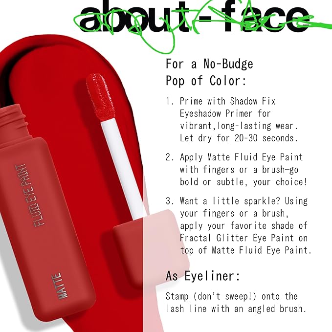 about-face Matte Fluid Eye Paint Scream of Consciousness – High-Pigment Liquid Eyeshadow, Long-Lasting, No-Budge Matte Finish, Vegan & Cruelty-Free (Primary Red)