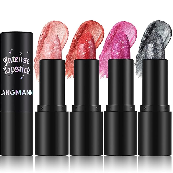 Jolilab Sparkling Lip Gloss Long Lasting Waterproof Moisturizer Lip Balm Glitter Shimmer Metallic Lipstick, Diamond Shiny Lipstick for Women Girls, Non-sticky