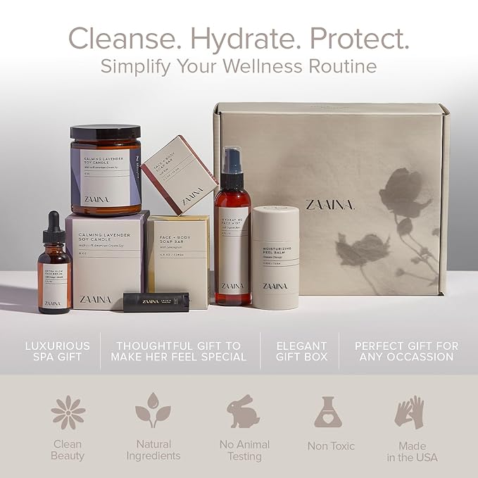 Get Well Soon Spa Gift Set for Women - Luxurious Bath Gift Set, Relaxing Spa Set, Pampering Body Care Set, Spa Gift Basket for Women, Beauty Self Care Kit Gift Box, Home Spa Care Package - by ZAAINA