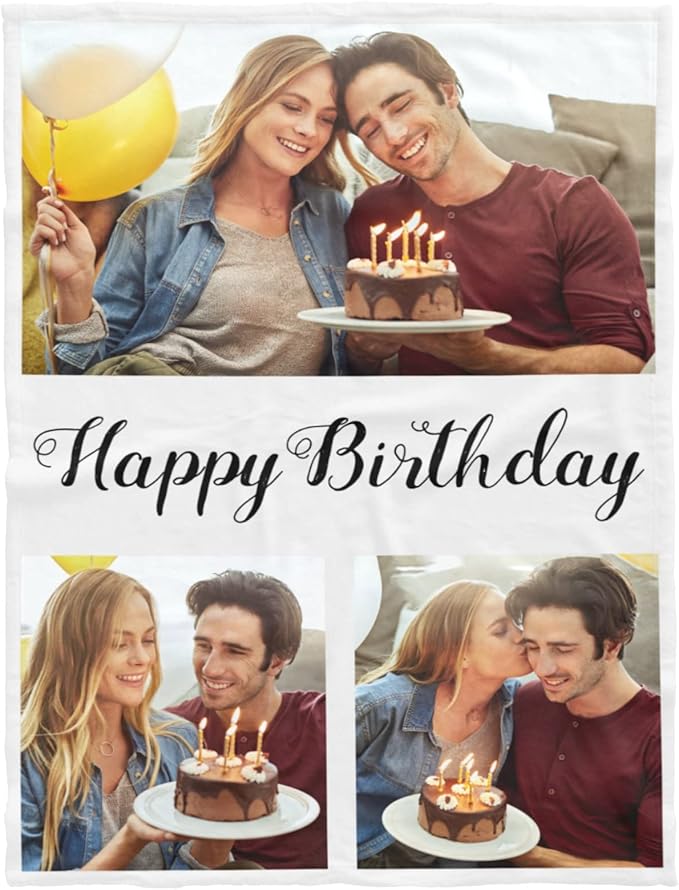 Custom Blanket with Photos, Personalized Photo Blankets Using My Own Photos, Customized Blankets with Pictures, Personalized Gifts for Birthday, Anniversary
