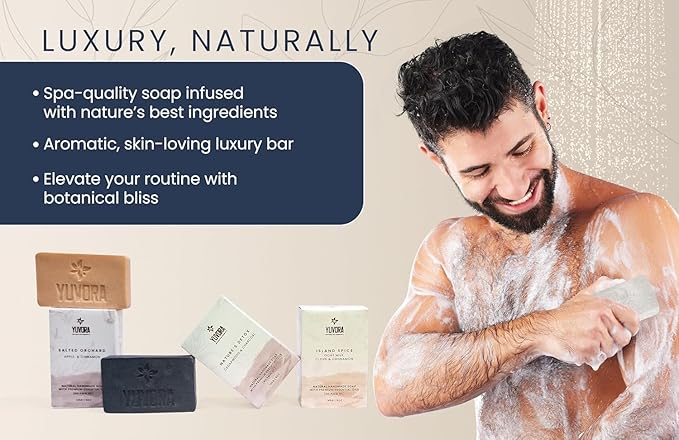 6 Pcs Men Natural Handmade Body Soaps 5 OZ Pack Set Rugged Essence Long lasting Fragrance Luxurious Scents with Natural Ingredients – Sulfate & Paraben Free, Vegan Soap