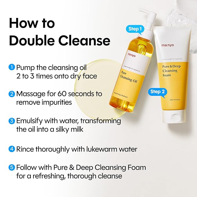 MANYO Pure Cleansing Oil Korean Facial Cleanser, Blackhead Melting, Daily Makeup Removal with Argan Oil, Korean Skin care 6.7 fl oz *(2 Pack)