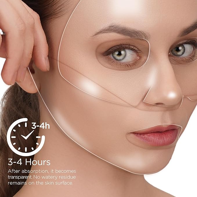 Collagen Face Mask, Real Low-molecular Deep Collagen Collagen 80,000ppm, Overnight Hydrating, Hyaluronic Acid Serum for Face, Original Hydrating Collagen Face Mask, 39g x4 Sheets