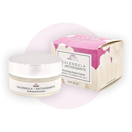 Calendula + Antioxidants Facial Crème – Natural Moisturizer with Vitamin C, Blueberry, Cranberry & Neem – Lightweight, Non-Comedogenic, Vegan – 2 oz
