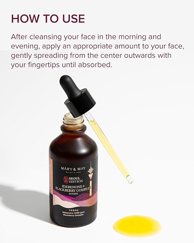 Mary&May SEOUL EDITION Idebenone Blackberry Complex Serum - Korean Anti Aging Face Serum for Skin Elasticity, Nourishing and Radiance - Fragrance-Free, Vegan, and Cruelty-Free, 2.7 fl.oz.
