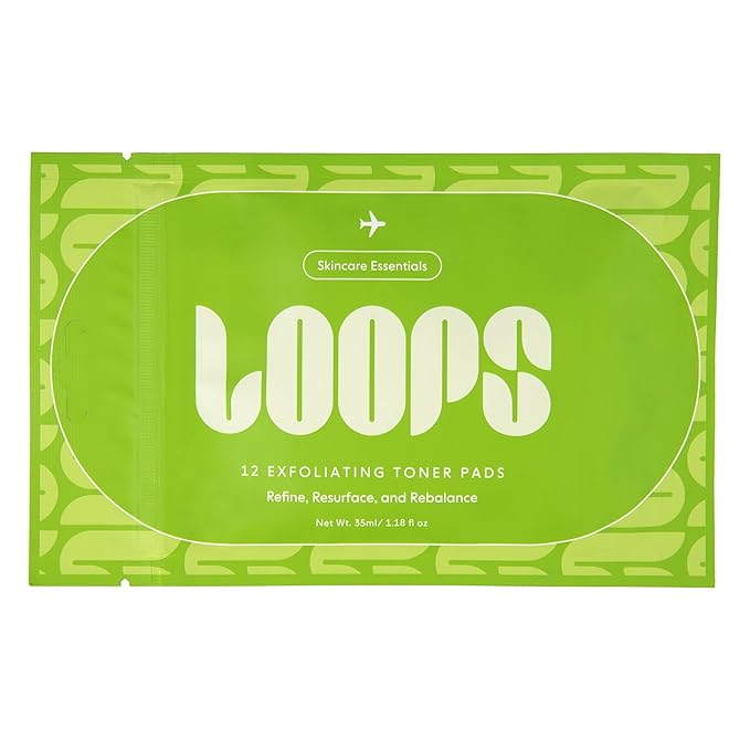 LOOPS Exfoliating Toner Korean Skincare - Refine, Resurface, and Rebalance Skin - Brightening & Anti-Aging Skincare - Pre-Soaked Bamboo Pad - Vegan, Natural, Biodegradable Toner Pads for Face
