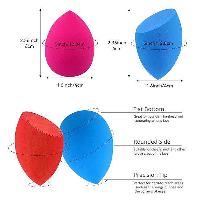 Wiko 12 Pcs Makeup Sponge Set for Foundation Bulk Latex Free Reusable Beauty Sponge Blender Cosmetic Applicator For Powder Cream and Liquid Super Soft Concealer.