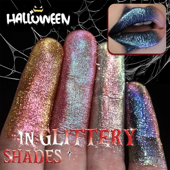 Kaely Glitter Metallic Lipstick, Shimmer Metallic Lipsticks for Women, High Pigmented Lip Gloss Long Lasting Waterproof Smudge Proof 24 Hour, Halloween Makeup, Vegan & Cruelty-Free, 14