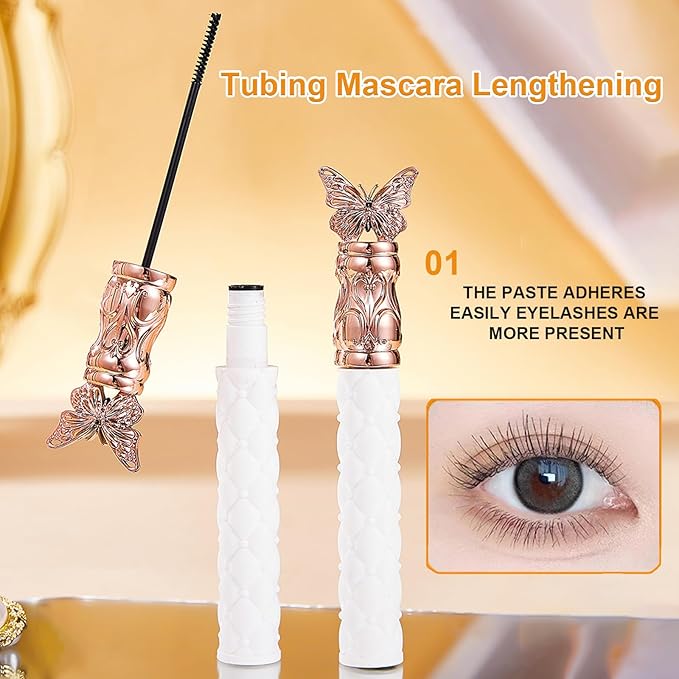 2Pcs Filterseed Mascara,Tubing Mascara Lengthening,Thick, Curling,Waterproof, Sweat-proof, Lengthening, Non-smudged