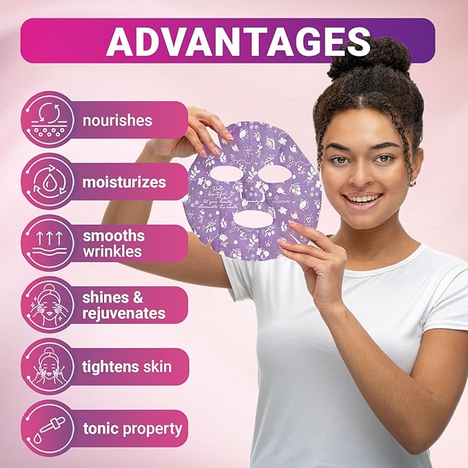 6 Pack of Sheet Face Masks Skincare - Collagen Face Mask Sheets with Hyaluronic Acid, Vitamin C, Snail Mucin - Facial Sheet Mask for Hydrating, Moisturizing, Rejuvenating