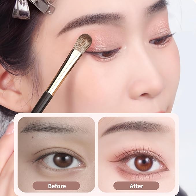 MSQ Eye Makeup Brushes 8pcs Eyeshadow Makeup Brushes Set with Bag, Soft Synthetic Hairs for Eyeshadow, Eyeliner, Blending, Concealer, Nose Shadow (Brown)