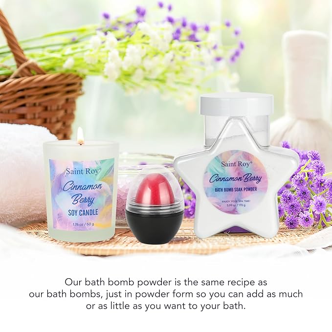 Christmas Spa Gift Set Basket for Women Cinnamon Berry, Gift Baskets, Spa Gifts Women Teen Girls Bath and Body Gift Sets,Self Care Spa Kit