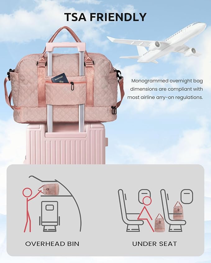 Gift for Girls - 5 6 7 8 9 10 11 12 13 14 15 16 Year Old-Duffle Bags with Shoe Compartment, Personalized Weekender Bag, Travel Bag with Makeup Bag, Gifts for Women Birthday Unique (Letter H)