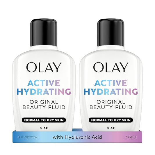 Olay Face Moisturizer, Active Hydrating Beauty Fluid Lotion, Original Facial Moisturizer, 4 Oz. (Pack of 2)