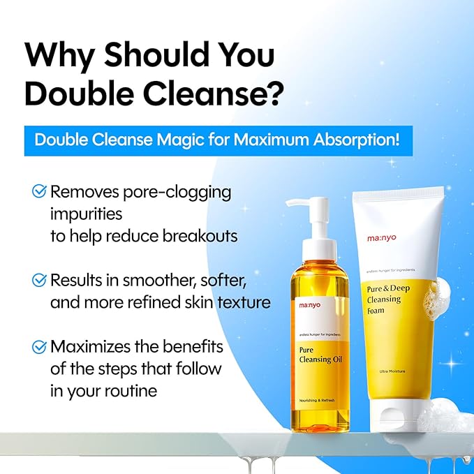 MANYO Pure Cleansing Oil Korean Facial Cleanser, Blackhead Melting, Daily Makeup Removal with Argan Oil, Korean Skin care 6.7 fl oz *(2 Pack)