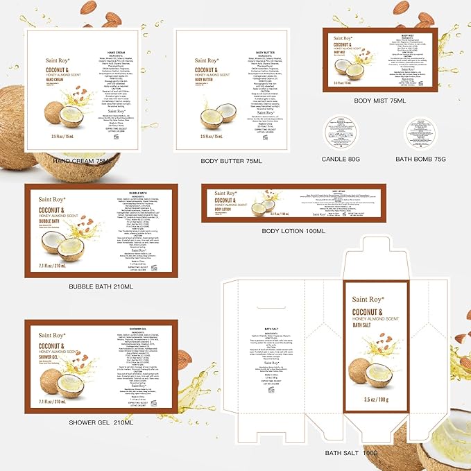 Spa Gift Basket Luxury Bath and Body Basket Set 17-Piece Coconut Honey Almond for Women for Mom for Her Pampering Large Luxury Home Spa Kit, Relaxing Self Care Pamper Gifts Birthday Bridal Shower Bath