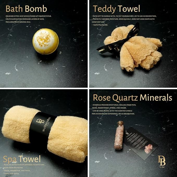 Wellness Box 12pc Self Care Spa Gift Basket for Women - Loving Gift Basket for Mothers Day, Birthday, Best Friend set, Womens Beauty Kit. Luxury Gifts with Scented Candle, Jade Roller, Bath Bomb.