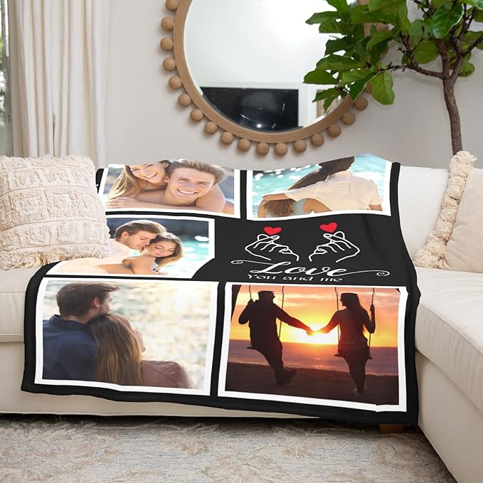 Custom Blankets with Photos, Personalized Photo Blankets Using My Own Photo, Personalized Gifts for Boyfriends Girlfriends Dad Mom