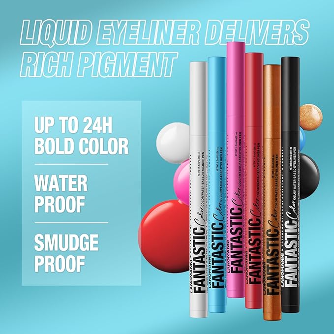 LANGMANNI 4 Colors Matte Liquid Eyeliner Set, Neon Colorful Pigmented With Long-lasting, Smudgeproof & Waterproof Eye Liner Makeup for Bold & Stunning Looks - Gift for Girls(1+2+3+4)