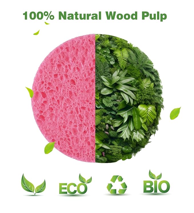 METUUTER 50 PCS Compressed Facial Sponges for Estheticians- 100% Natural Cellulose Face Sponge Spa Sponges for Face Cleansing, Massage, Pore Exfoliating, Mask, Makeup Removal