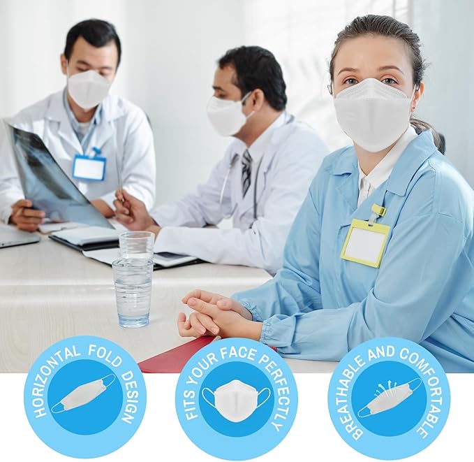 kn95 Face Masks 50 Pack, Breathable Comfortable and Disposable KN95 Mask, White