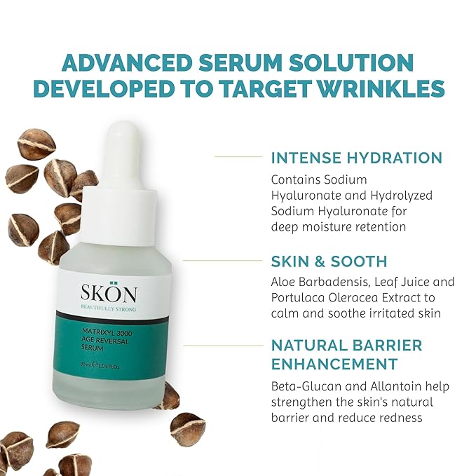 Skön Beautifully Strong Matrixyl 3000 Serum – Spot Serum & Wrinkle Filler for Fine Lines & Wrinkles – Hydrating Skin Repair – 30ml