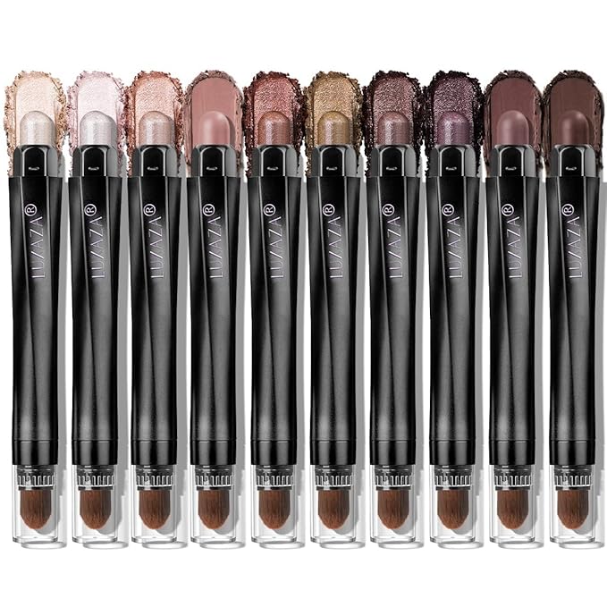 Brown Eyeshadow Stick Makeup Set 10PCS, Neutral Shimmer And Matte Cream Eye Shadow Palette, Metallic Bronze Smoky Eyeliner Brightener Crayon Pencil Kit, Ideal Gift for Women -Ash Rose