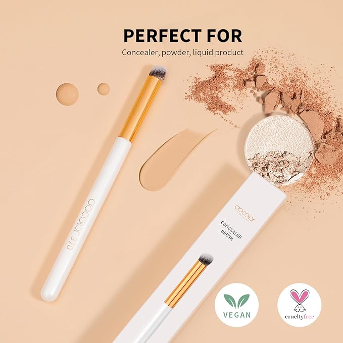 docolor Concealer Brush 370 Angled Concealer Brushes Under Eye Small Mini Concealer Angled Flat Top Kabuki Nose Contour Brush for Concealing Blending Setting