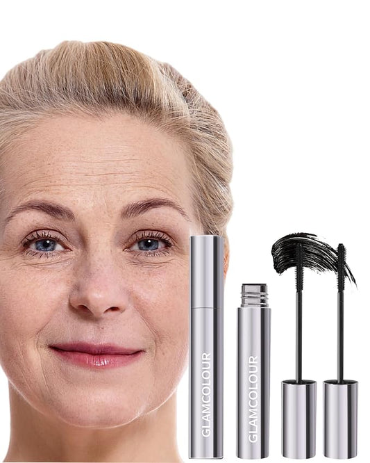 Mascara for Older Women 60 Plus, 2PCS Black Waterproof Mascara Volume and Length for Mature Women, Lengthening - Thin Long Lasting No Clumps Volumizing Mascaras Primer Ideal for Sensitive Eyes 01