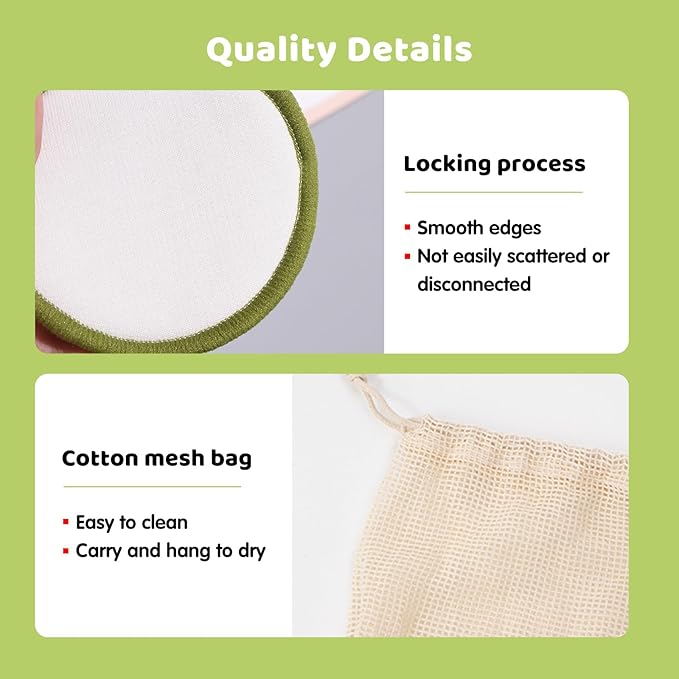 20 Pcs Reusable Makeup Remover Face Pads with Laundry Bag Washable Soft and Comfortable Cleaning Face Skin for All Skin Types.
