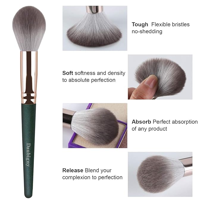 Makeup Brushes, Daubigny 16Pcs Complete Green Premium Synthetic Makeup Brush Set with Professional Foundation Brushes Powder Concealers Eye shadows Blush Makeup Brush for Perfect Makeup