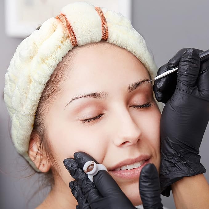 WILLBOND 4 Pack Microfiber Headbands Spa Facial Headbands Makeup Head bands Elastic Terry Cloth Head Wrap for Women Girls Washing Face Makeup Shower Yoga Sports(Beige)