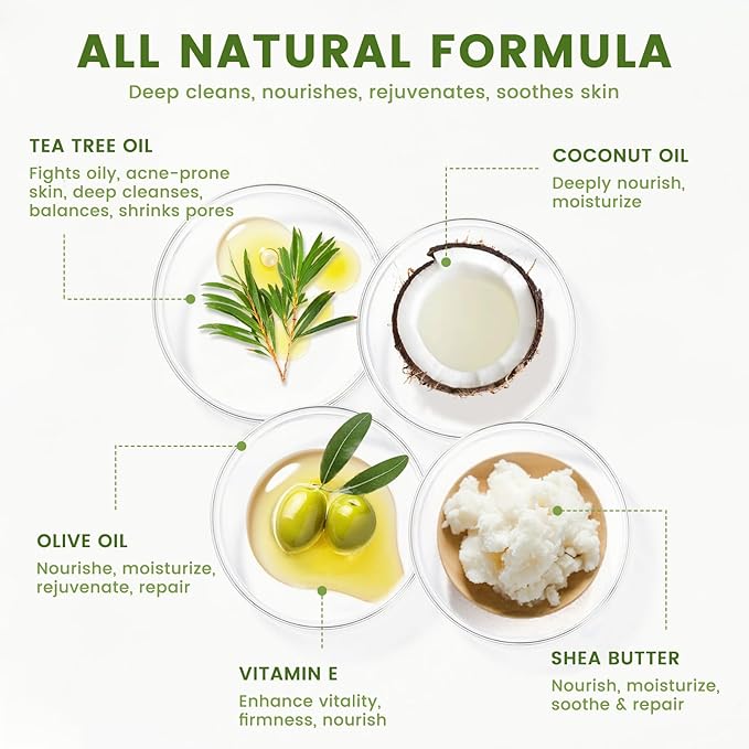 MAYJAM Tea Tree Oil Soap Bar, Natural Botanical Tea Tree Bar Soap with Vitamin E, Pure Plant Oil Bath Soap for Body Face Fights Acne, Tinea, Ringworm, Skin Itch Irritation and Prevents Breakouts