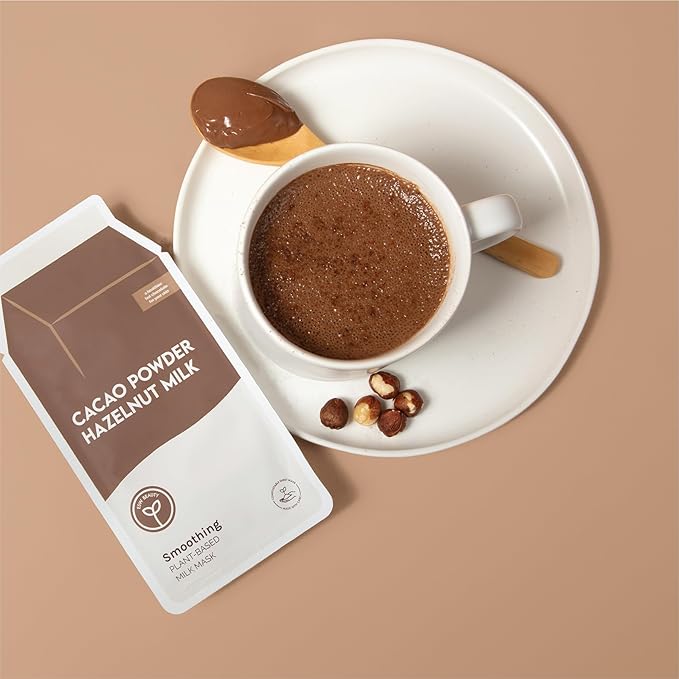 ESW Beauty Cacao Powder – Smoothing Plant-Based Milk Face Mask (6-Pack) – Cacao & Hazelnut for Aging & Sensitive Skin – Plumps, Softens & Promotes Youthful Complexion