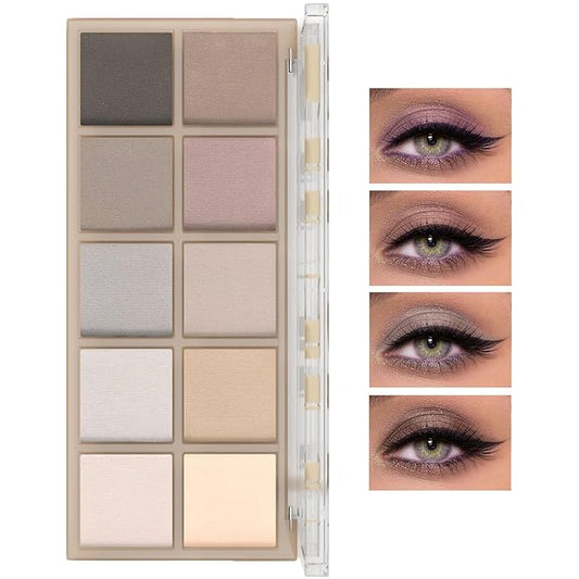 10 Colors Makeup Naked Eyeshadow Palette,Nude Matte Shimmer Eyeshadow Palette,Natural Glitter Pigment Eye Shadow Pallete Set Long Lasting & Waterproof Smokey Eye Professional Beauty Makeup Kit #4