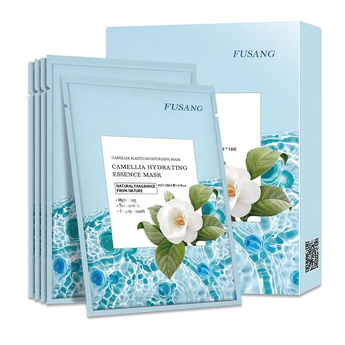 Camellia Soothing Face Mask Hydrating,Moisturizing Long Lasting Facial Sheet Mask for All Skin Types,Soft Camellia Masks for Dry Skin,Pack of 10